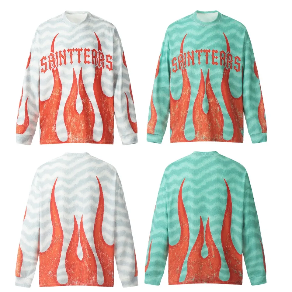 Saint michael tears all-over printed long-sleeved vintage autumn and winter T-shirt Style number: 106 Size: M L XL Wholesale price: 136 Color: Picture color